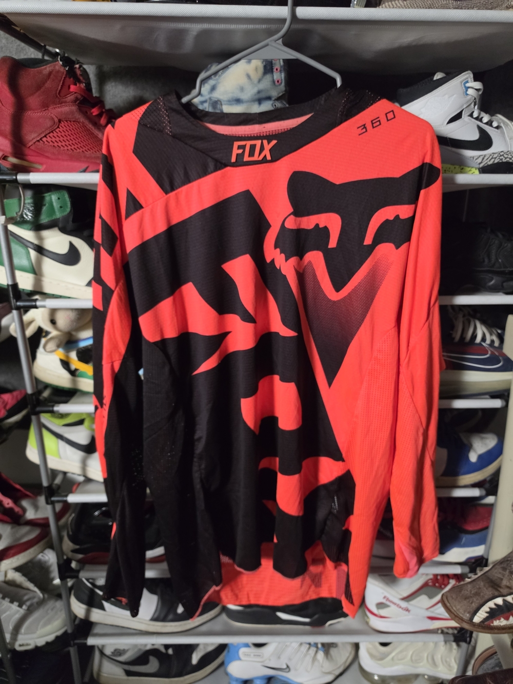🔥 Men Fox 360 Long Sleeve Jersey Orange Red Black L